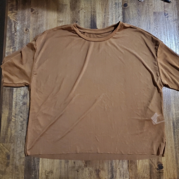 2 New Women's Cute Shein Drop Shoulder Mesh Summer Top - Black & Tan Brown - Picture 7 of 8